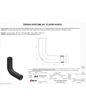 25mm 10cm x 10cm DİRSEK HORTUMU