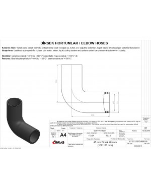 45mm 10cm x 10cm DİRSEK HORTUMU