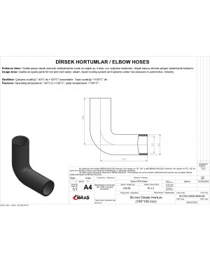 55mm 15cm x 15cm DİRSEK HORTUMU