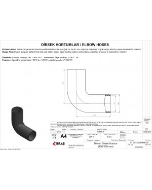 DİRSEK HORTUMU 70mm 15cm x 15cm